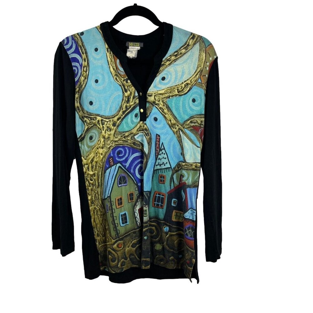 Dolcezza Artsy Henley Top in Womens Size S